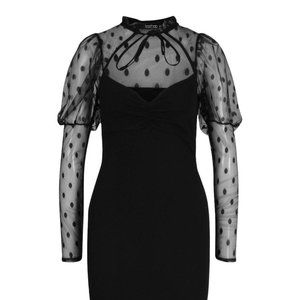 Boohoo Retro Dobby Mesh Midi Dress NWT